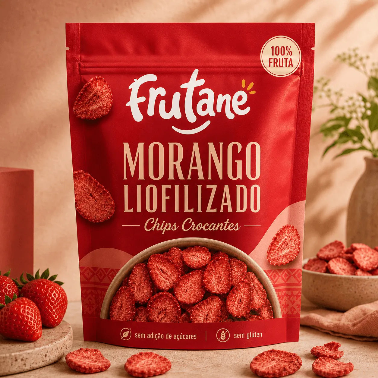 Morango Liofilizado em Chips